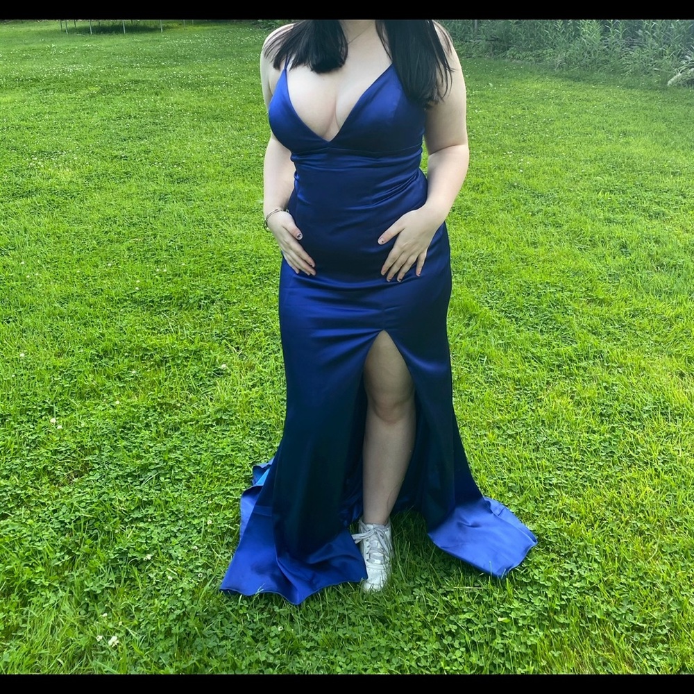 Sherri Hill Prom Dress. Beautiful royal blue with front slit